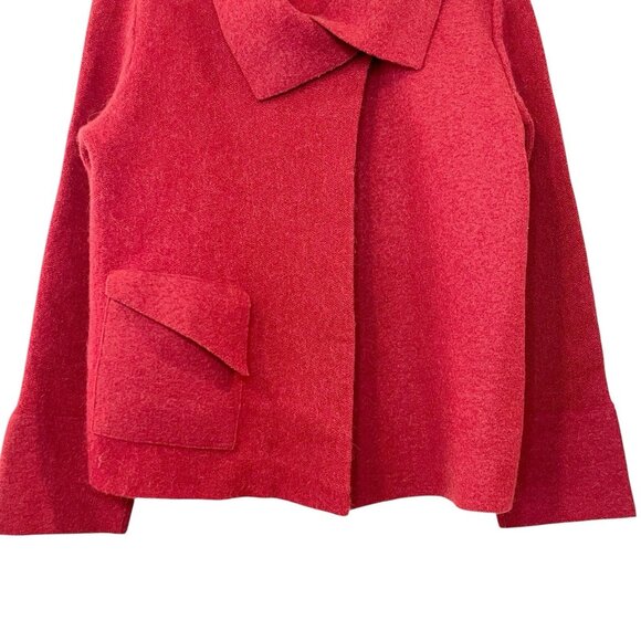 Beyond Threads Cardigan Sweater Women S Red Asymmetrical Alpaca Wool Lagenlook - Picture 3 of 6